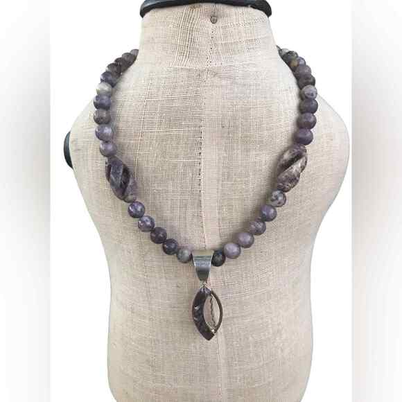 Jay King DTR Purple Amethyst Beaded Statement Necklace & Pendant Sterling Signed